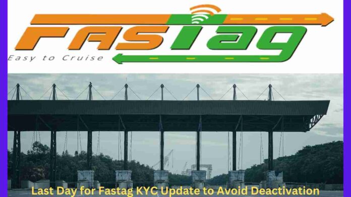 An image depicting a Fastag logo at the top, a toll booth in the center, and text at the bottom that reads, 