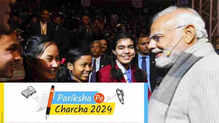 PM Modi interacts with school children during the 'Pariksha Pe Charcha 2024' event