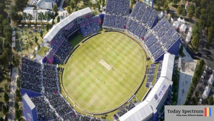 A view of Nassau County International Cricket Stadium, the vibrant venue set to host T20 World Cup 2024 matches in New York.