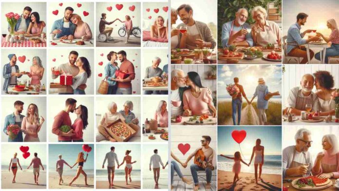 Grid image of couples celebrating Happy Valentine Day