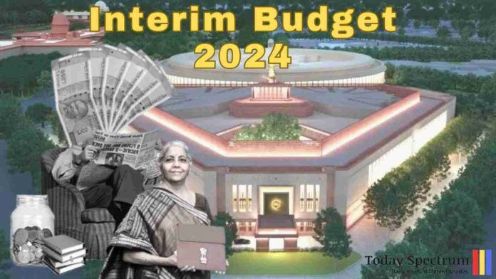 Nirmala Sitharaman presenting the Interim Budget 2024 in Parliament