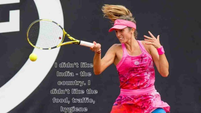 Dejana Radanovic India playing tennis with text 