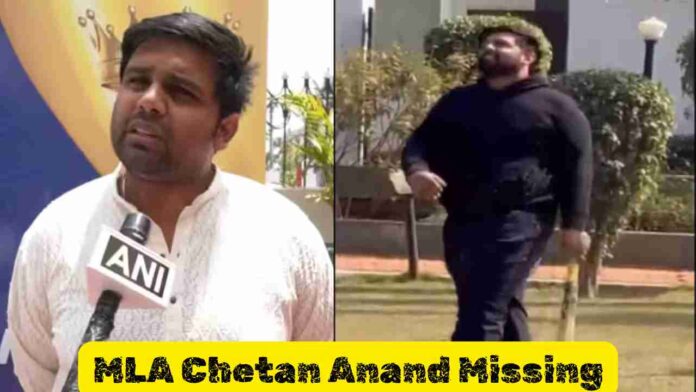 Grid image featuring MLA Chetan Anand with the caption 'MLA Chetan Anand Missing'.