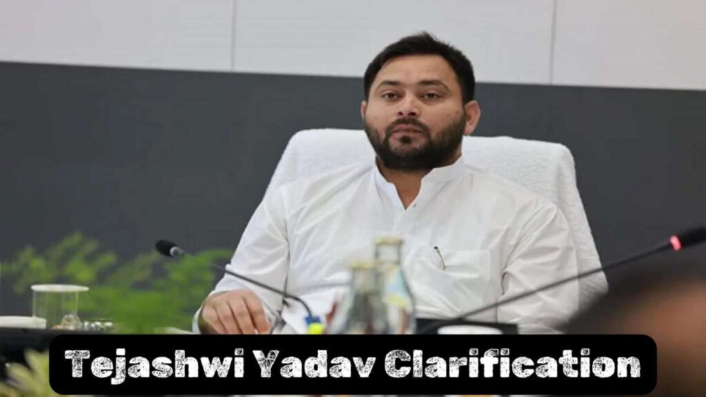 Tejashwi Yadav addressing the press